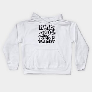 Winter kisses  and snowflake wishes Kids Hoodie